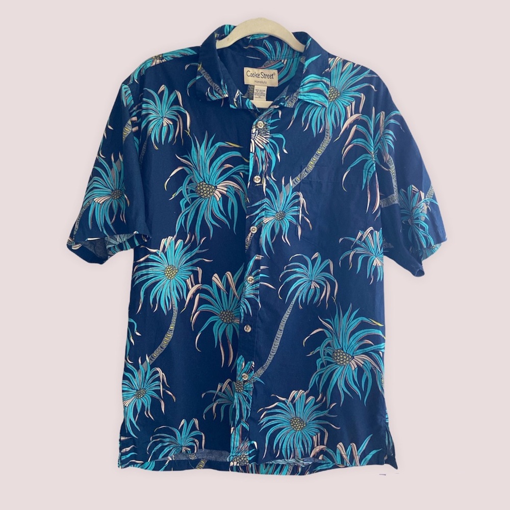 Cooke Street Honolulu Blue Floral Aloha Hawaiian Shirt